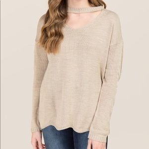 Beige scalloped sweater NWT
